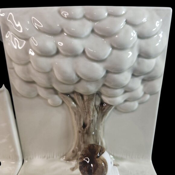 Fitz & Floyd Boy & Girl Reading Book Under Tree Bookends Japan Vintage 1976 - Picture 5 of 15